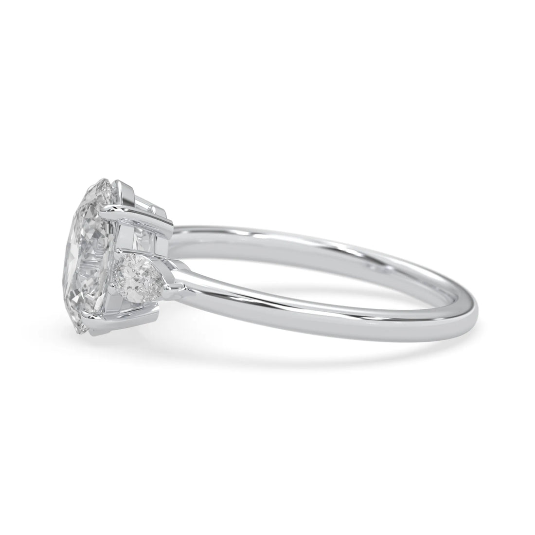 OctaPearl 2.5 ct Oval Lab Grown Diamond Three Stone Engagement Ring