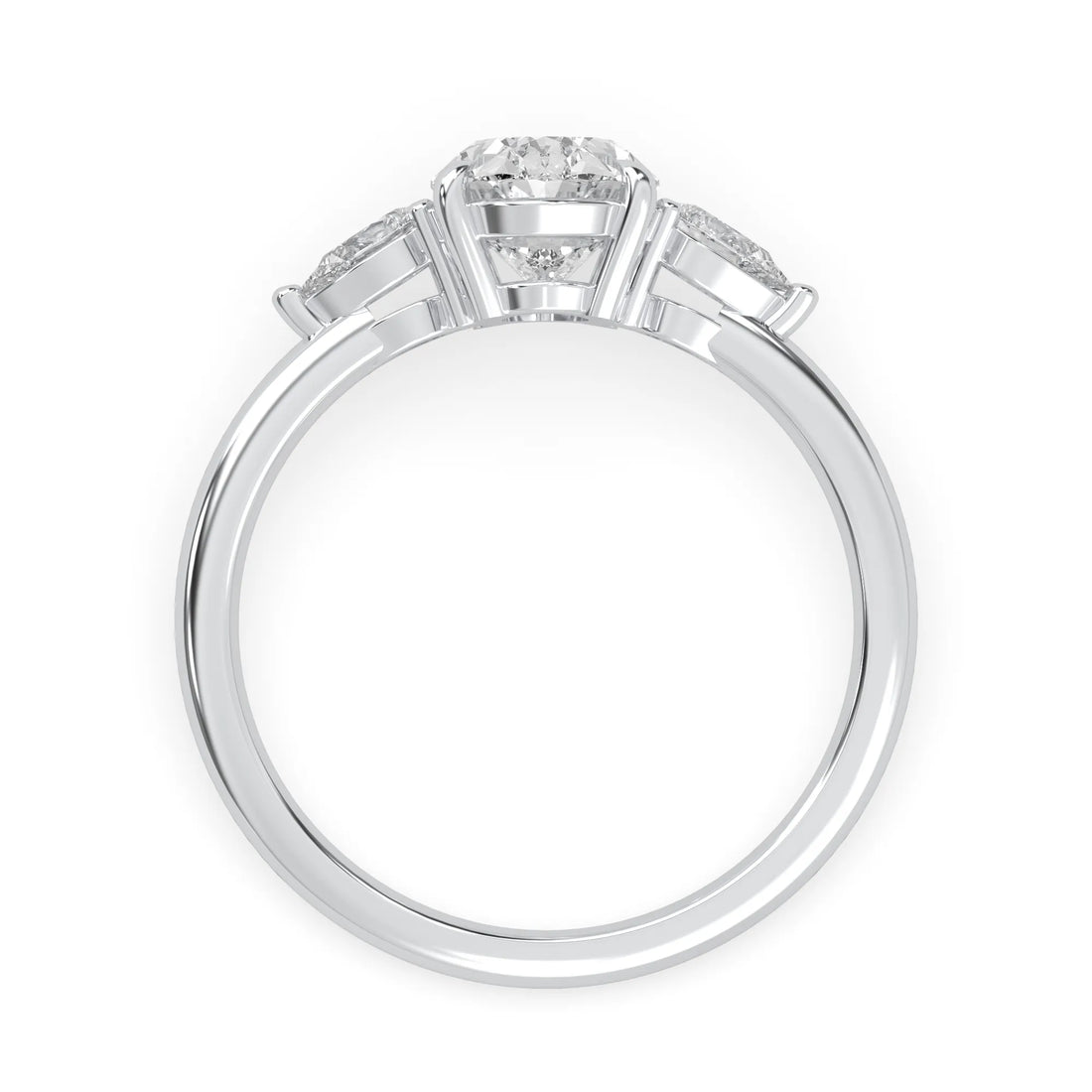 OctaPearl 2.5 ct Oval Lab Grown Diamond Three Stone Engagement Ring