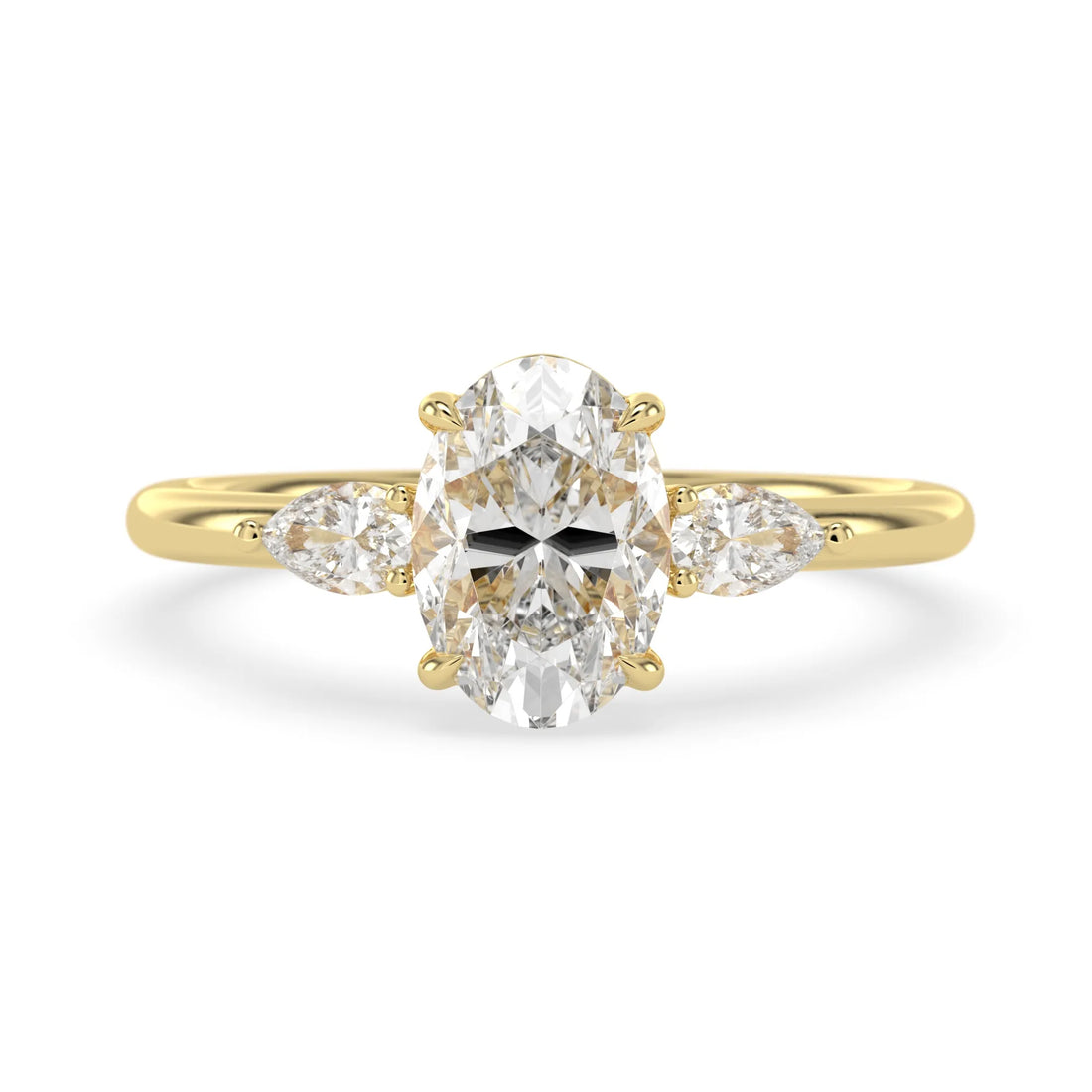 OctaPearl 2.5 ct Oval Lab Grown Diamond Three Stone Engagement Ring