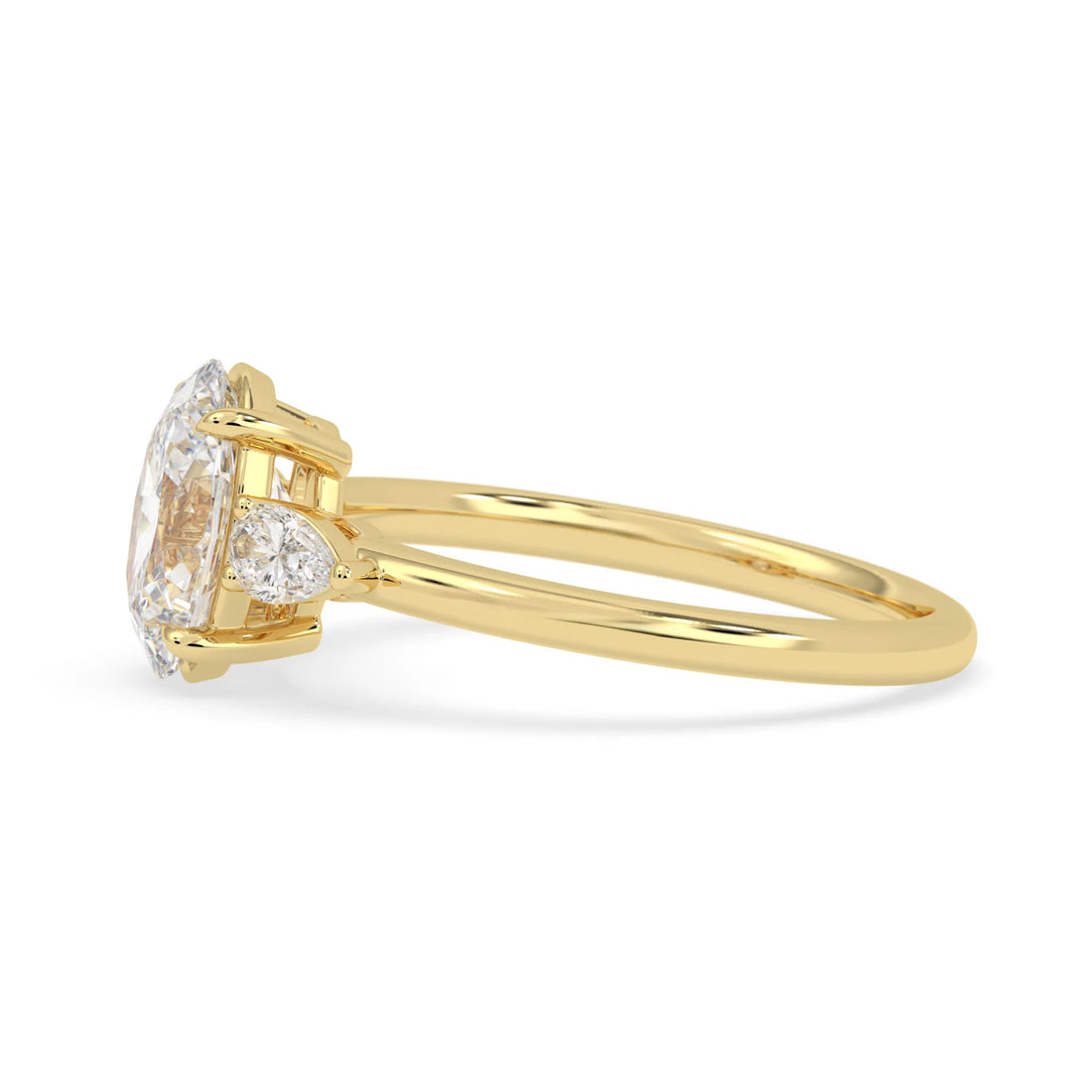 OctaPearl 2.5 ct Oval Lab Grown Diamond Three Stone Engagement Ring
