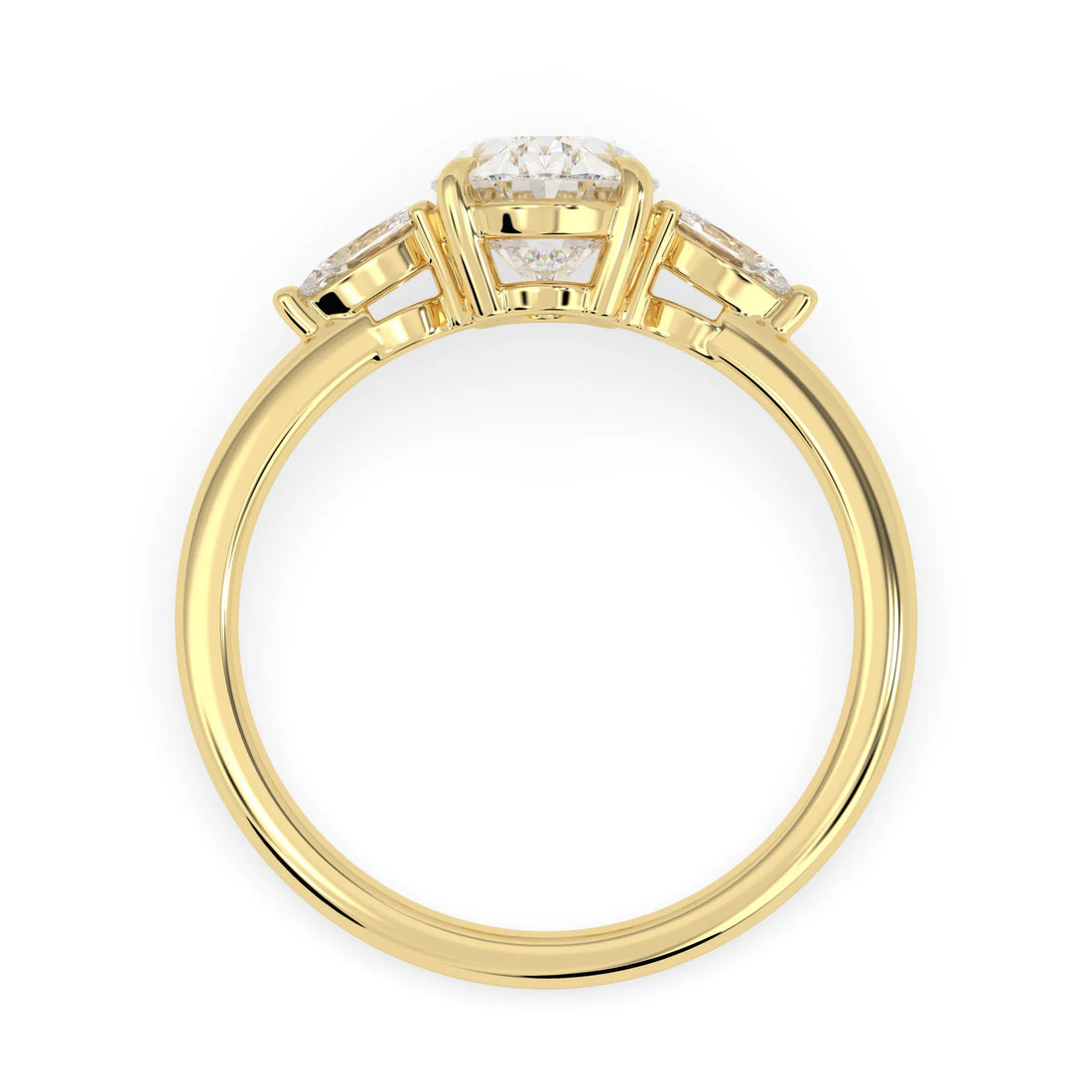 OctaPearl 2.5 ct Oval Lab Grown Diamond Three Stone Engagement Ring