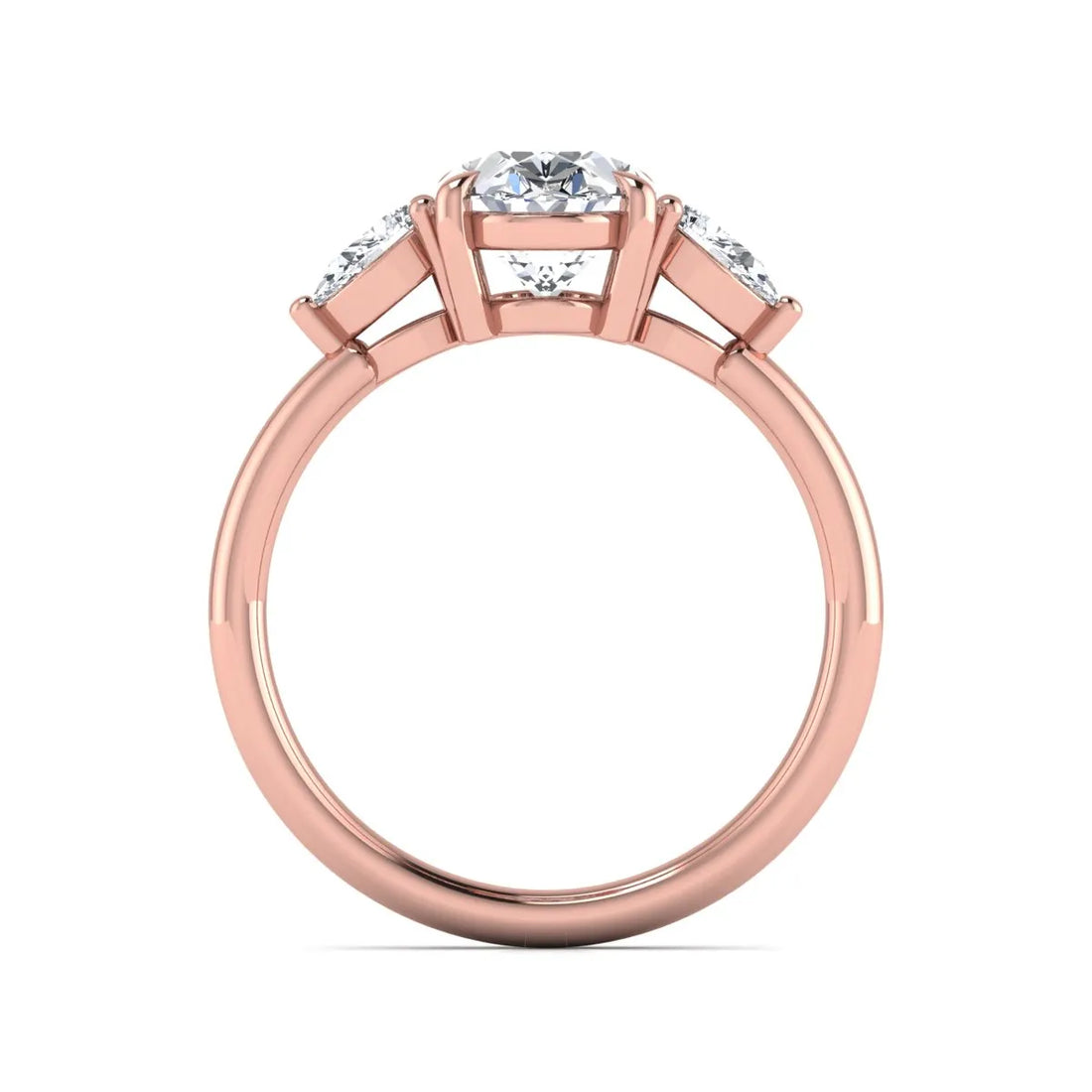 OctaPearl 2.5 ct Oval Three Stone Lab Grown Diamond Pear Side Stone Engagement Ring