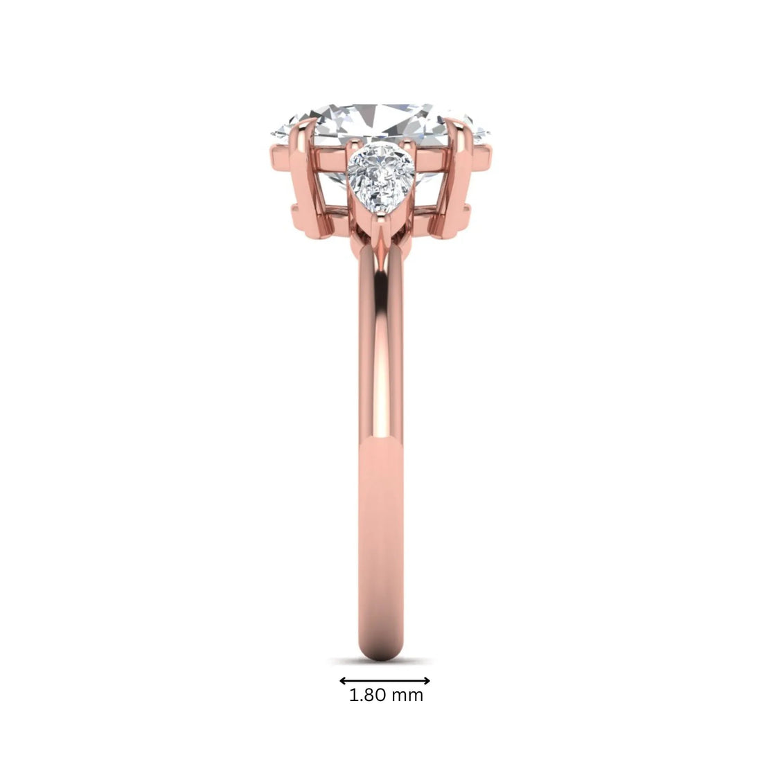 OctaPearl 2.5 ct Oval Three Stone Lab Grown Diamond Pear Side Stone Engagement Ring