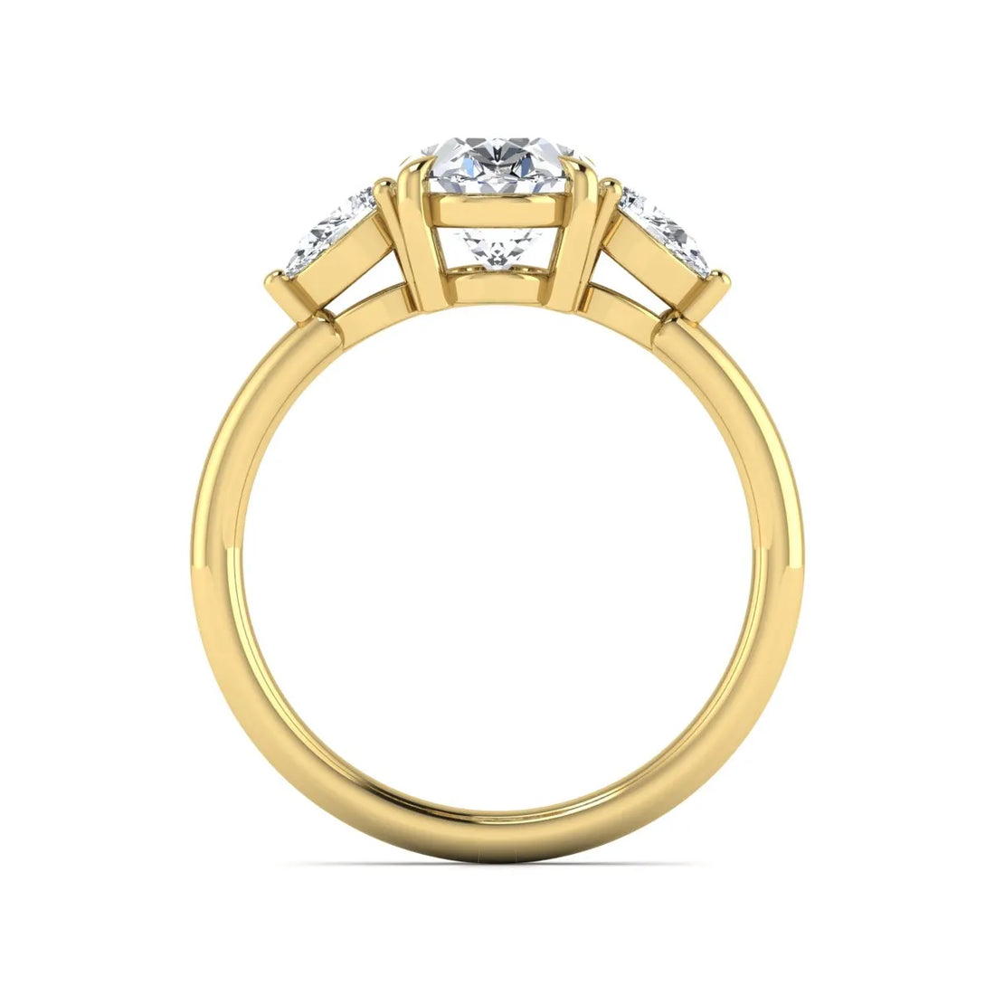 OctaPearl 2.5 ct Oval Three Stone Lab Grown Diamond Pear Side Stone Engagement Ring