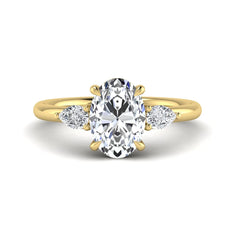 OctaPearl 2.5 ct Oval Three Stone Lab Grown Diamond Pear Side Stone Engagement Ring