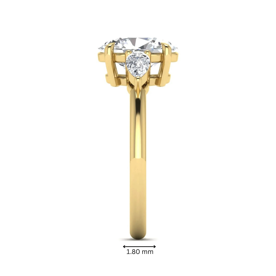OctaPearl 2.5 ct Oval Three Stone Lab Grown Diamond Pear Side Stone Engagement Ring