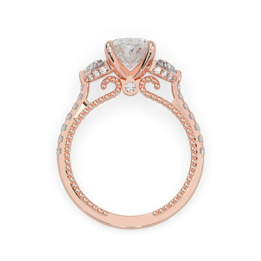 OctaPearl 2.00 ct Oval Three Stone Pavé Lab Grown Diamond Engagement Ring