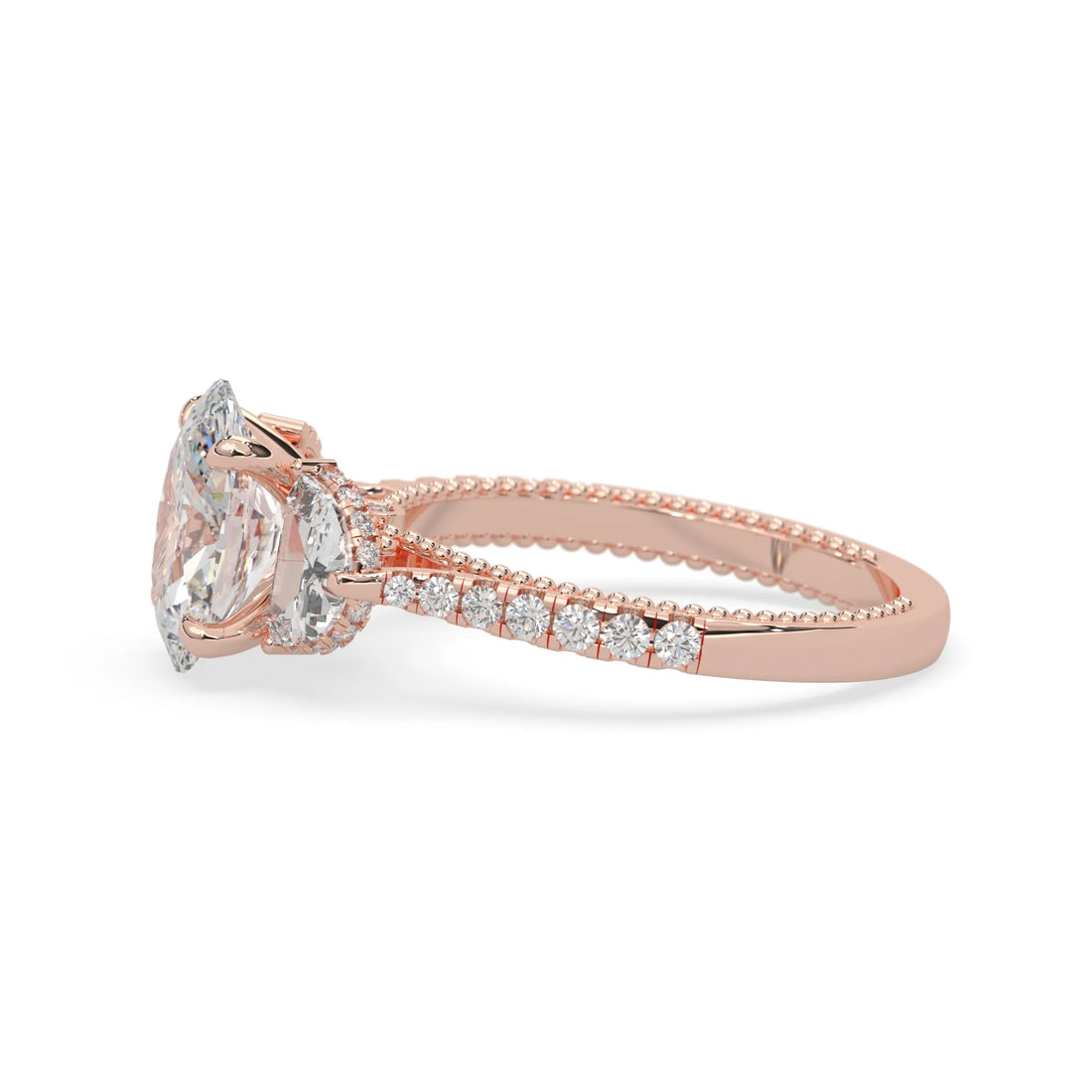 OctaPearl 2.00 ct Oval Three Stone Pavé Lab Grown Diamond Engagement Ring