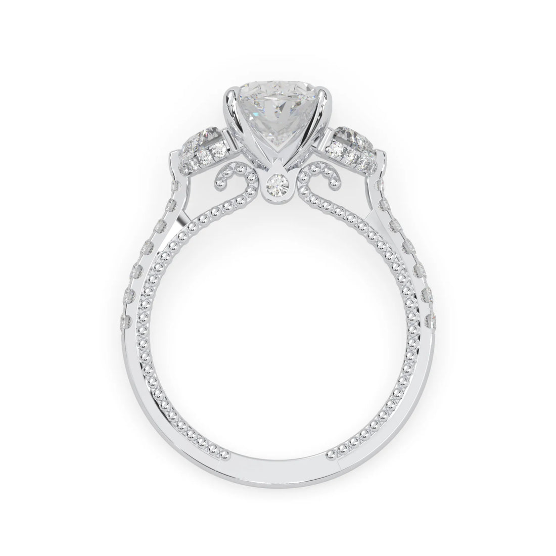 OctaPearl 2.00 ct Oval Three Stone Pavé Lab Grown Diamond Engagement Ring