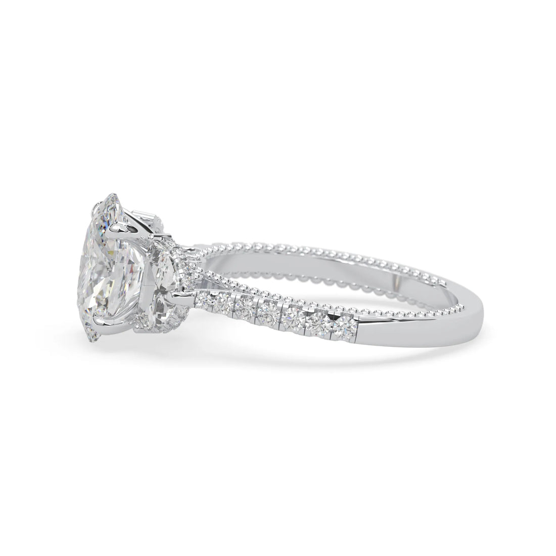 OctaPearl 2.00 ct Oval Three Stone Pavé Lab Grown Diamond Engagement Ring