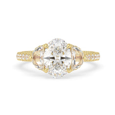 OctaPearl 2.00 ct Oval Three Stone Pavé Lab Grown Diamond Engagement Ring