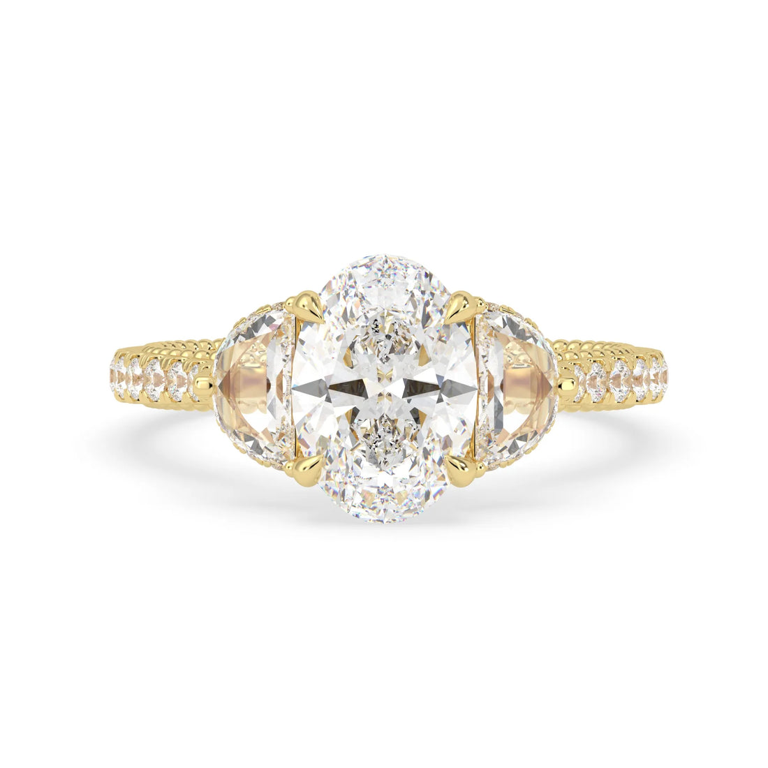 OctaPearl 2.00 ct Oval Three Stone Pavé Lab Grown Diamond Engagement Ring