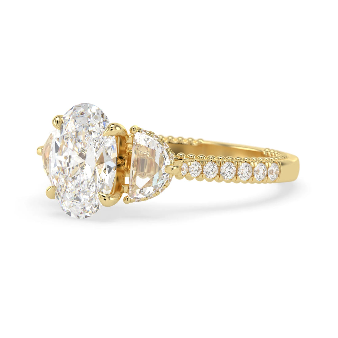 OctaPearl 2.00 ct Oval Three Stone Pavé Lab Grown Diamond Engagement Ring