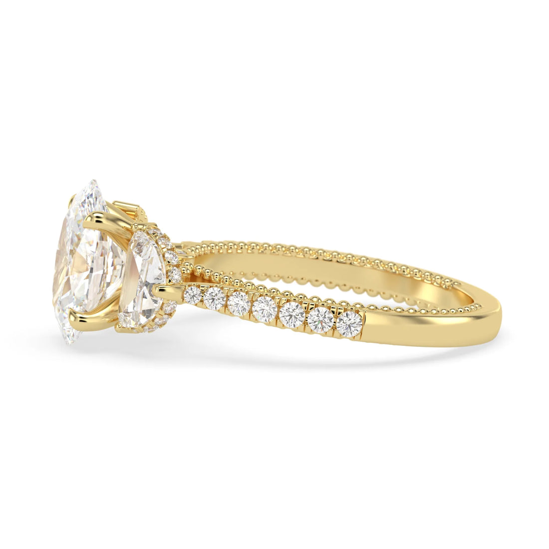 OctaPearl 2.00 ct Oval Three Stone Pavé Lab Grown Diamond Engagement Ring