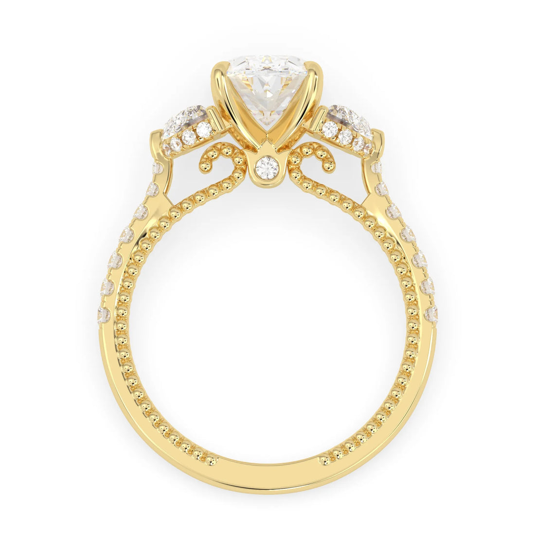 OctaPearl 2.00 ct Oval Three Stone Pavé Lab Grown Diamond Engagement Ring