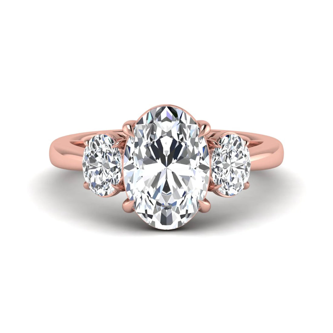 OctaPearl 3 ct Oval Three Stone Prong Set Lab Grown Diamond Engagement Ring