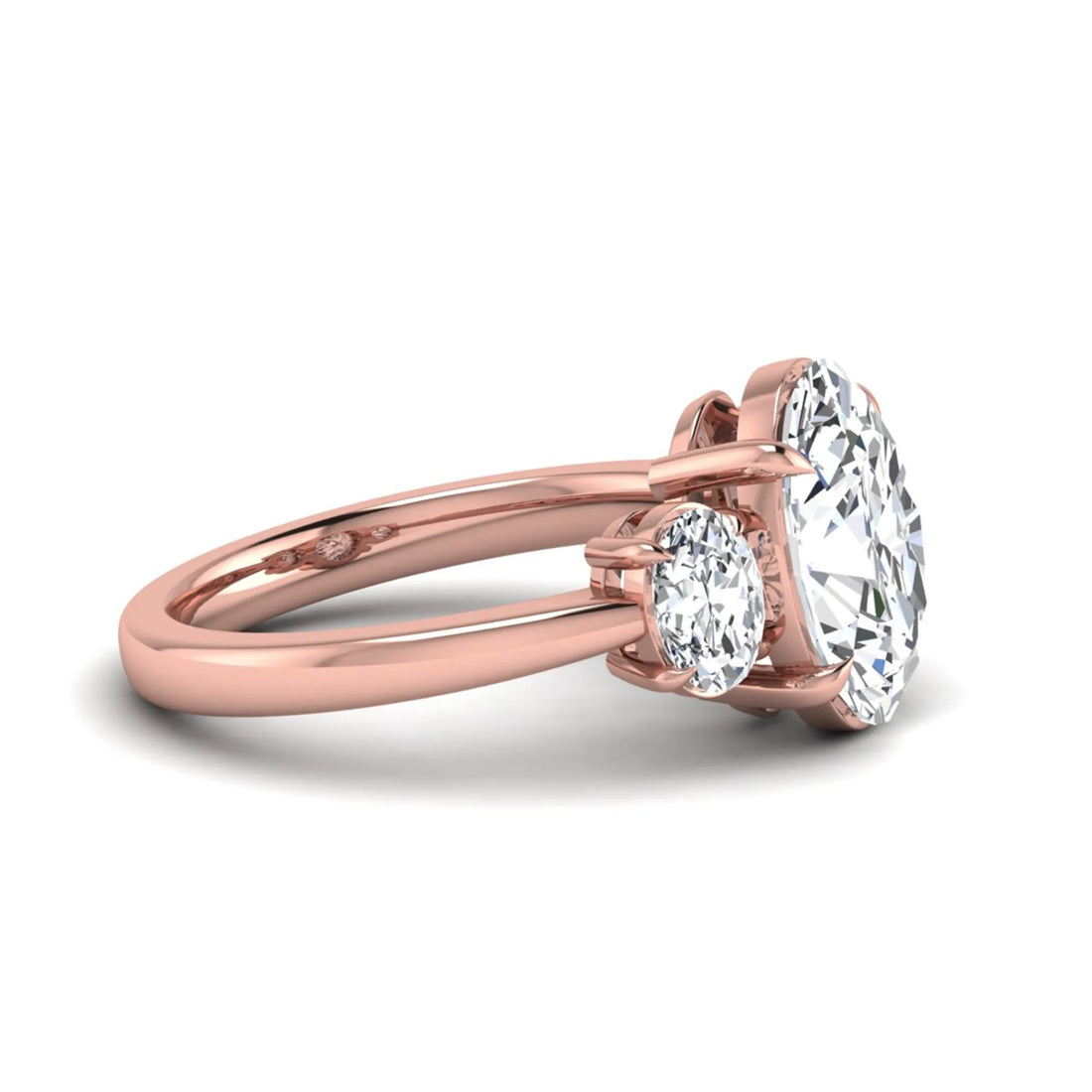 OctaPearl 3 ct Oval Three Stone Prong Set Lab Grown Diamond Engagement Ring