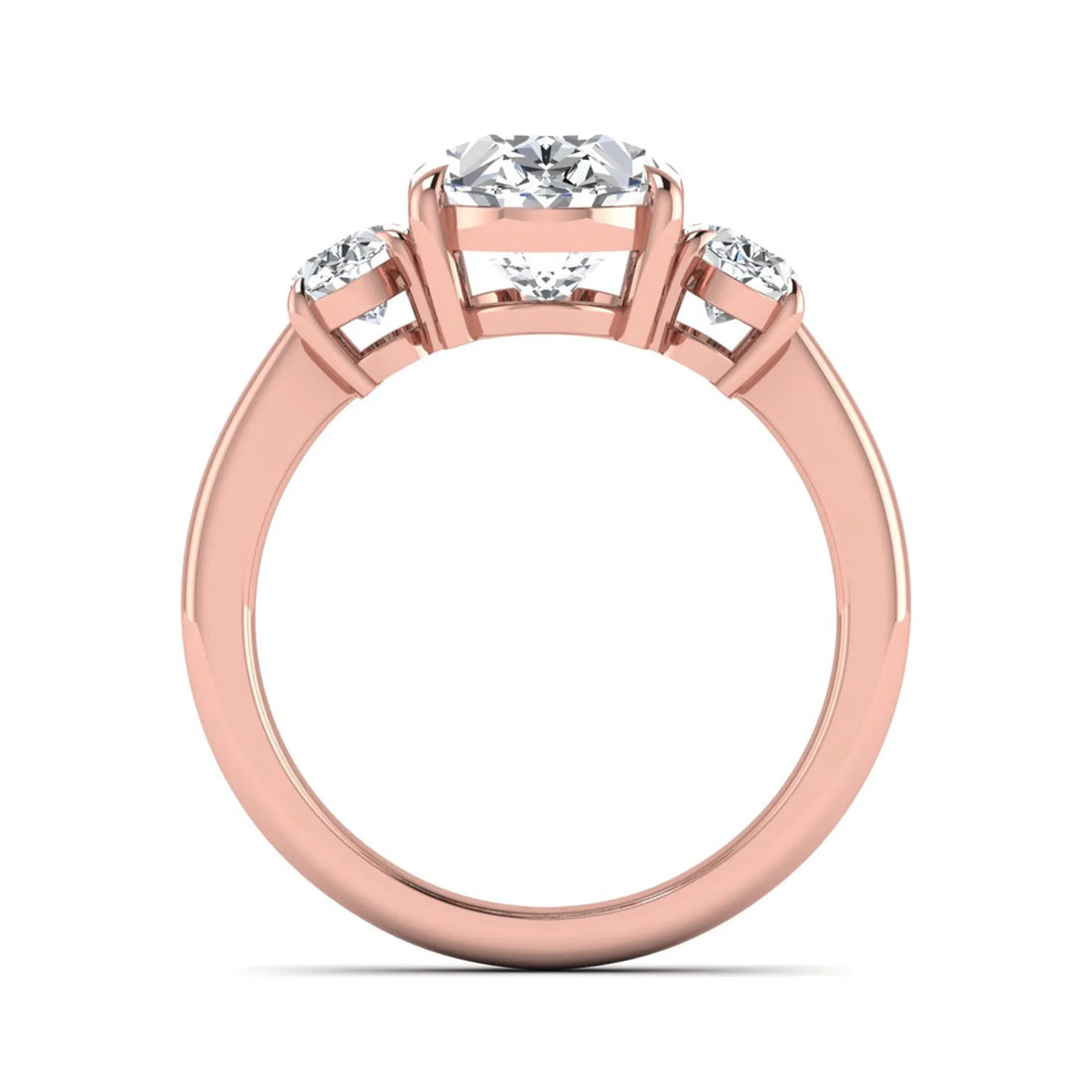 OctaPearl 3 ct Oval Three Stone Prong Set Lab Grown Diamond Engagement Ring