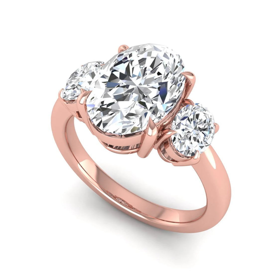 OctaPearl 3 ct Oval Three Stone Prong Set Lab Grown Diamond Engagement Ring