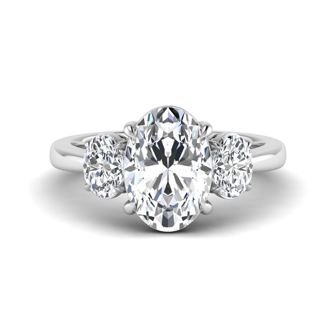 OctaPearl 3 ct Oval Three Stone Prong Set Lab Grown Diamond Engagement Ring