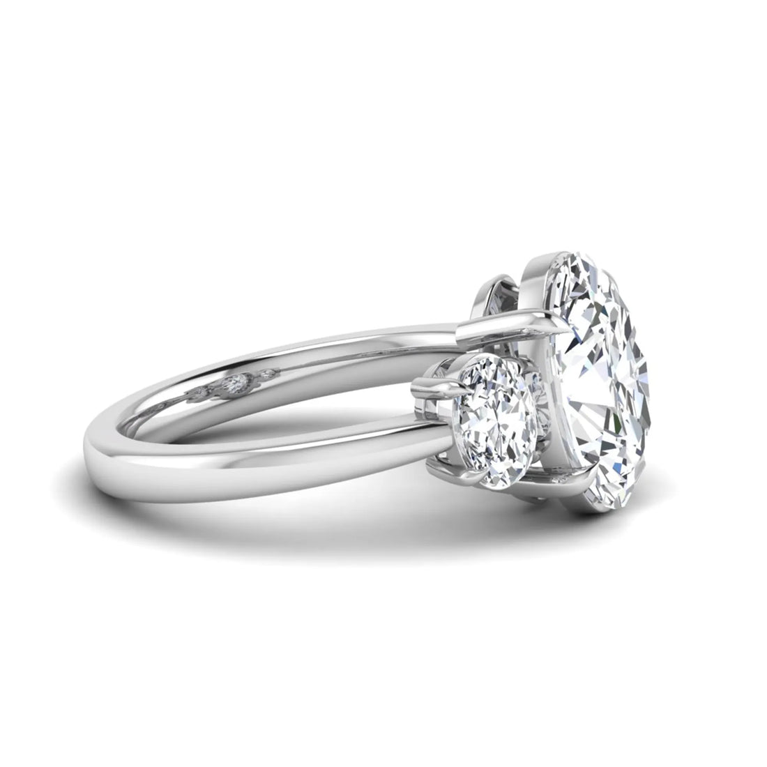 OctaPearl 3 ct Oval Three Stone Prong Set Lab Grown Diamond Engagement Ring