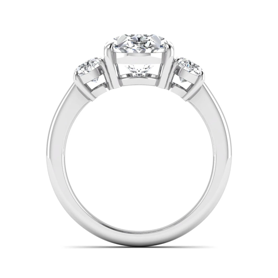 OctaPearl 3 ct Oval Three Stone Prong Set Lab Grown Diamond Engagement Ring