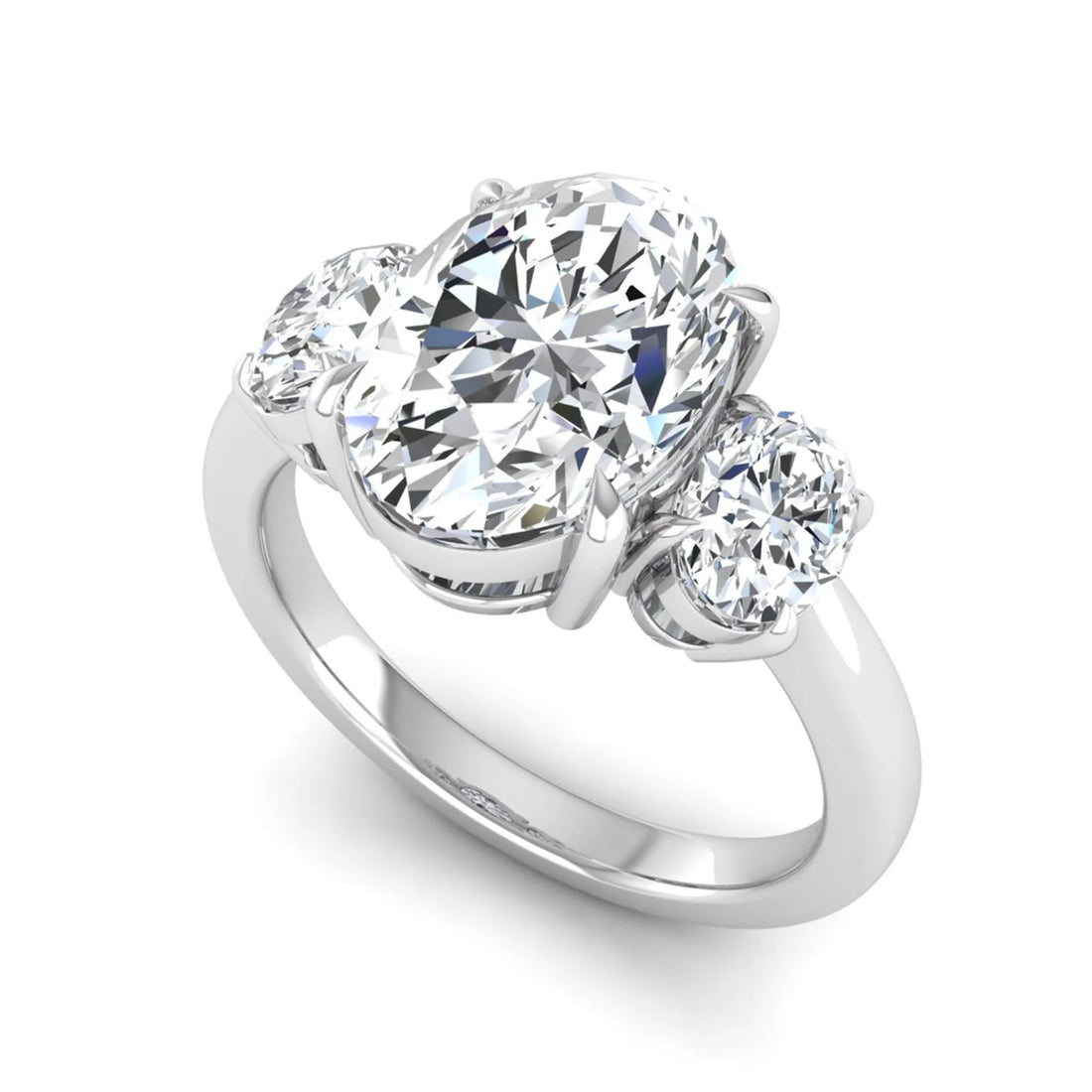 OctaPearl 3 ct Oval Three Stone Prong Set Lab Grown Diamond Engagement Ring