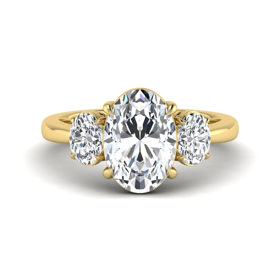 OctaPearl 3 ct Oval Three Stone Prong Set Lab Grown Diamond Engagement Ring