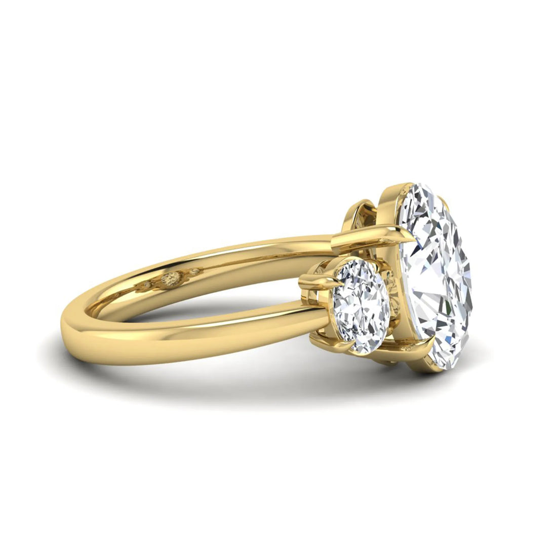 OctaPearl 3 ct Oval Three Stone Prong Set Lab Grown Diamond Engagement Ring