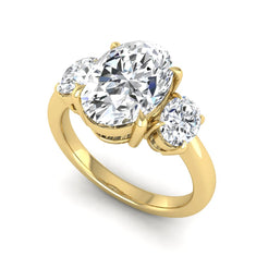 OctaPearl 3 ct Oval Three Stone Prong Set Lab Grown Diamond Engagement Ring - alternate view