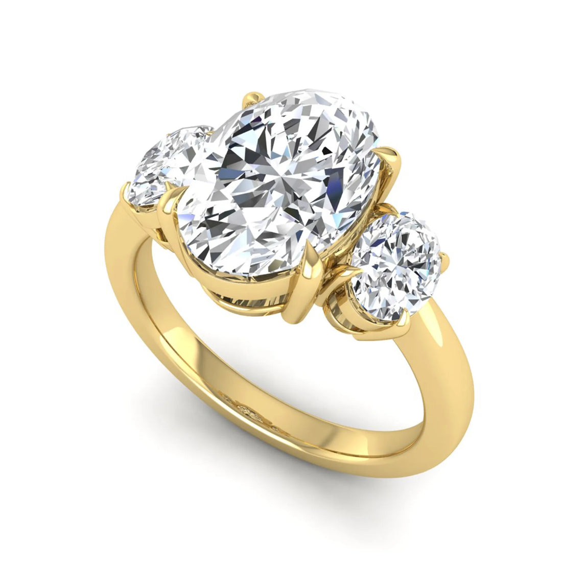 OctaPearl 3 ct Oval Three Stone Prong Set Lab Grown Diamond Engagement Ring