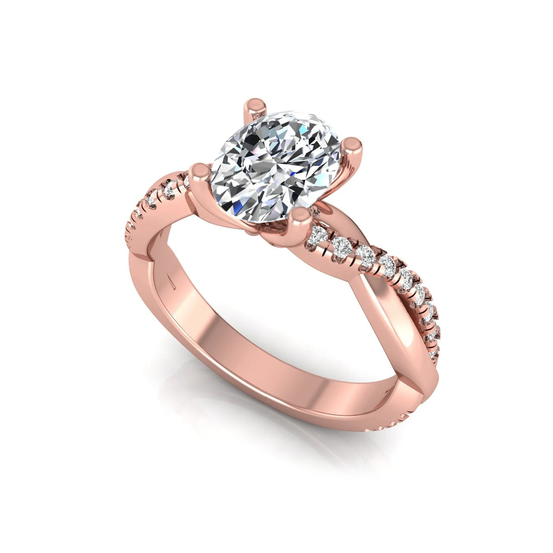 OctaPearl 1 ct Oval Twisted Accent Lab Grown Diamond Engagement Ring