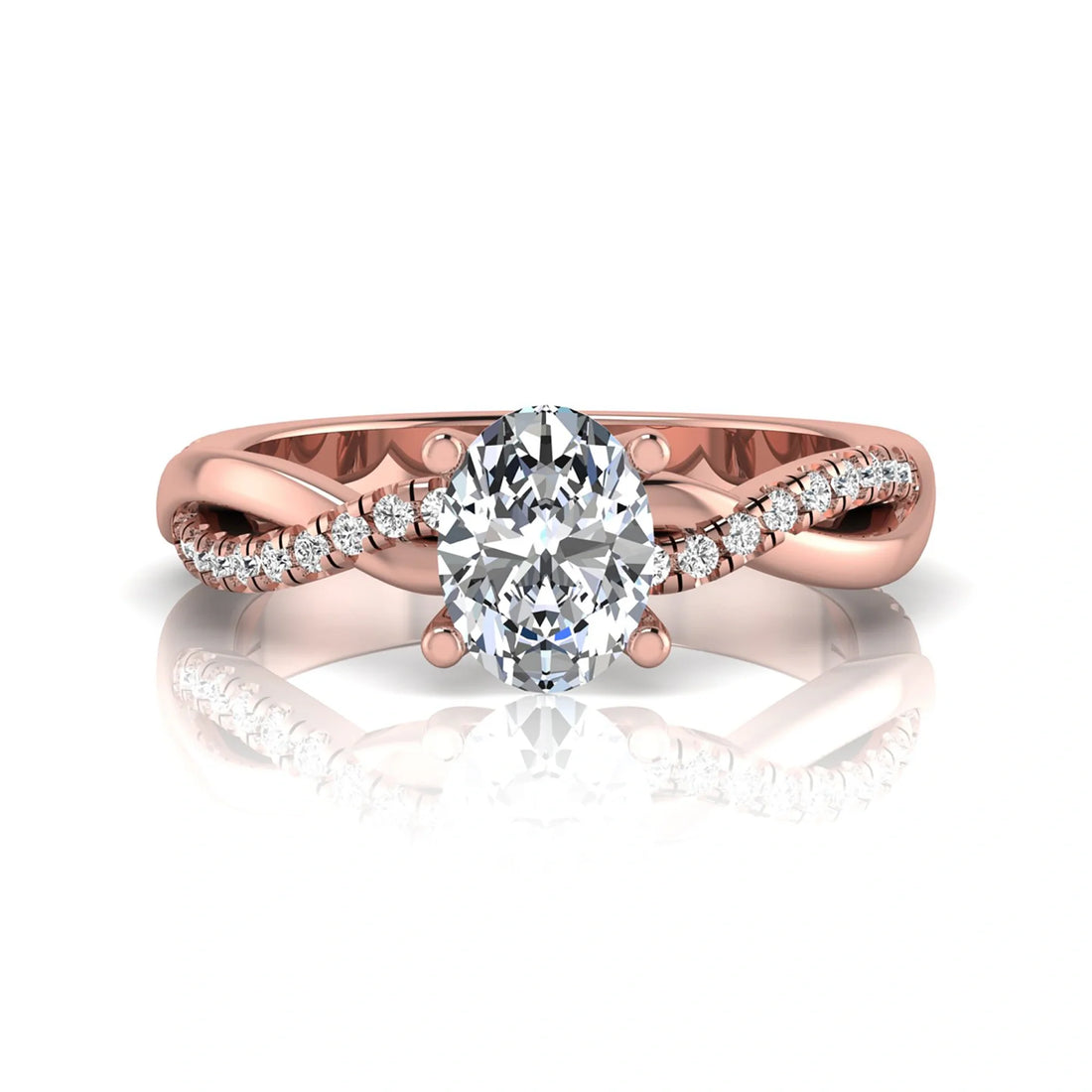 OctaPearl 1 ct Oval Twisted Accent Lab Grown Diamond Engagement Ring