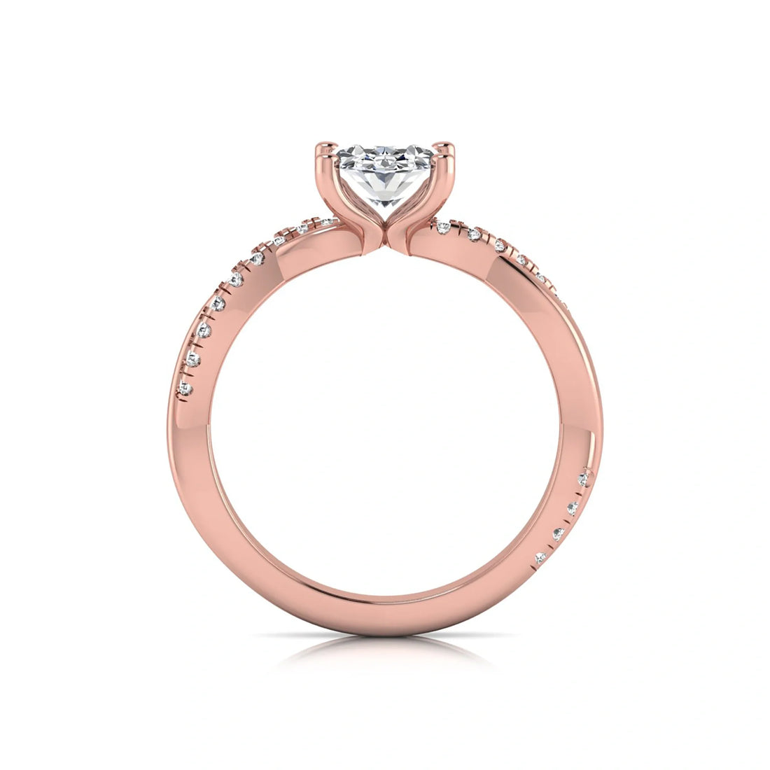 OctaPearl 1 ct Oval Twisted Accent Lab Grown Diamond Engagement Ring