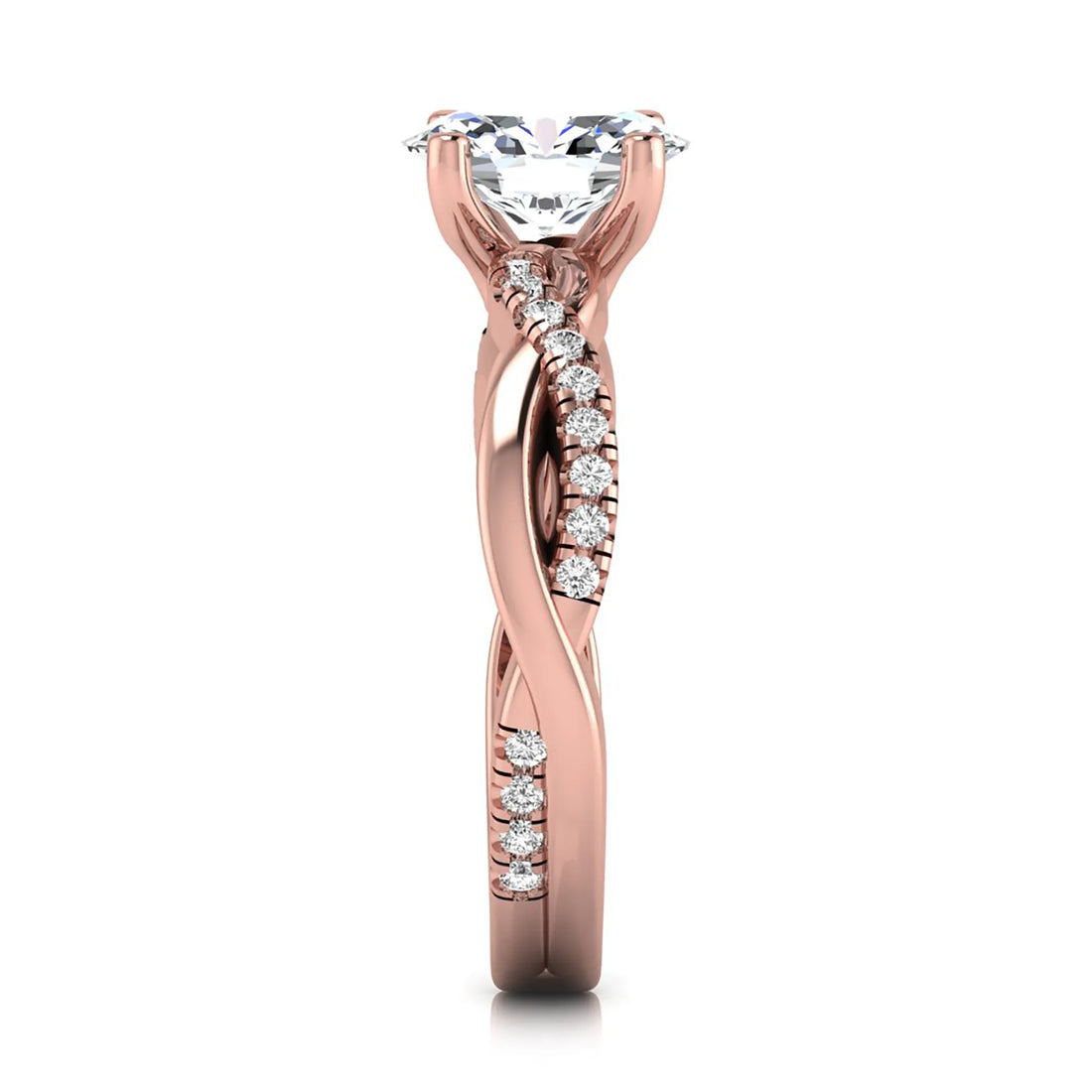 OctaPearl 1 ct Oval Twisted Accent Lab Grown Diamond Engagement Ring