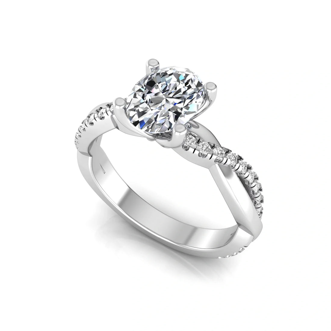 OctaPearl 1 ct Oval Twisted Accent Lab Grown Diamond Engagement Ring