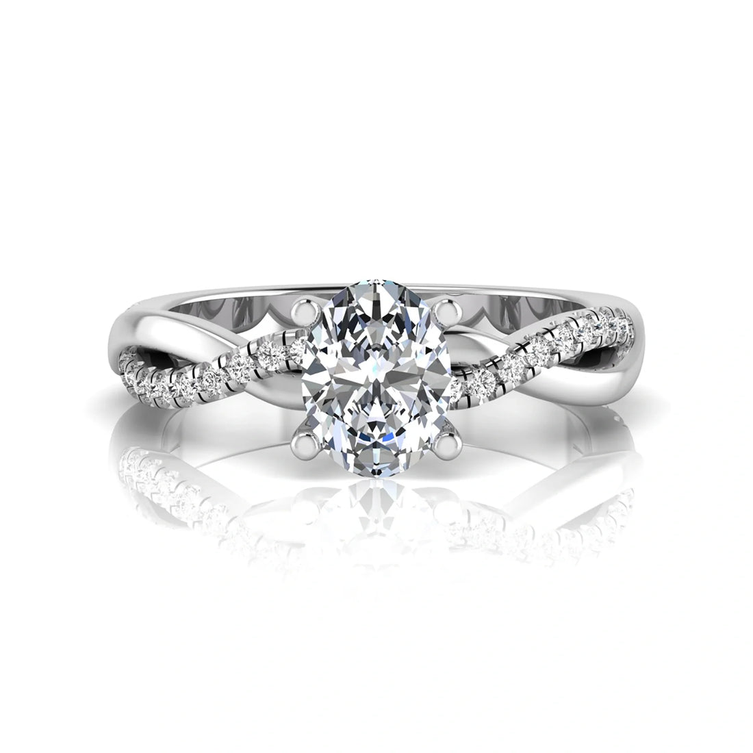 OctaPearl 1 ct Oval Twisted Accent Lab Grown Diamond Engagement Ring