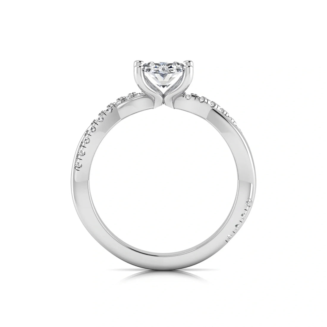 OctaPearl 1 ct Oval Twisted Accent Lab Grown Diamond Engagement Ring
