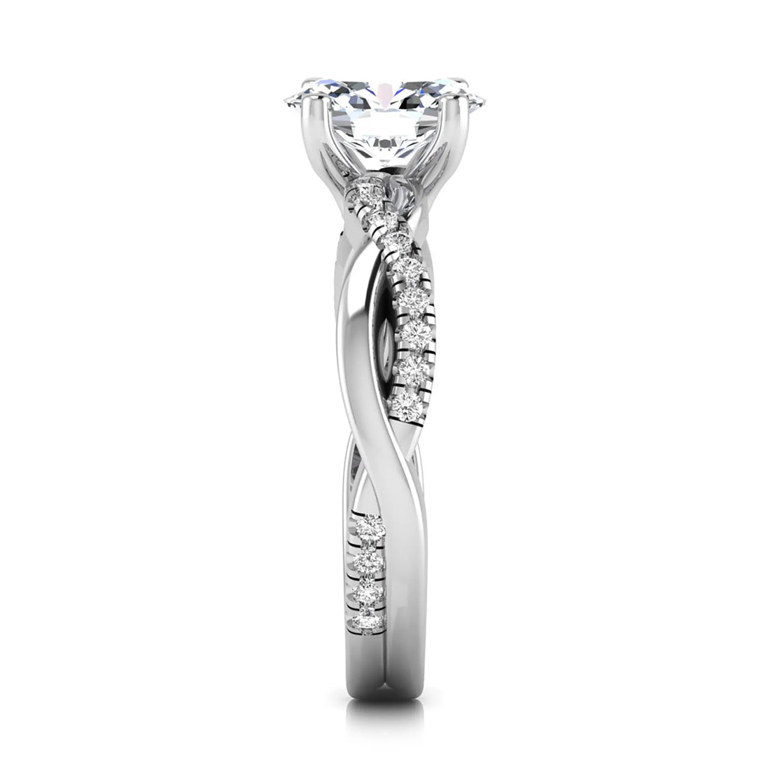 OctaPearl 1 ct Oval Twisted Accent Lab Grown Diamond Engagement Ring
