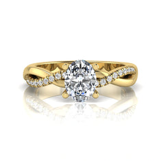 OctaPearl 1 ct Oval Twisted Accent Lab Grown Diamond Engagement Ring