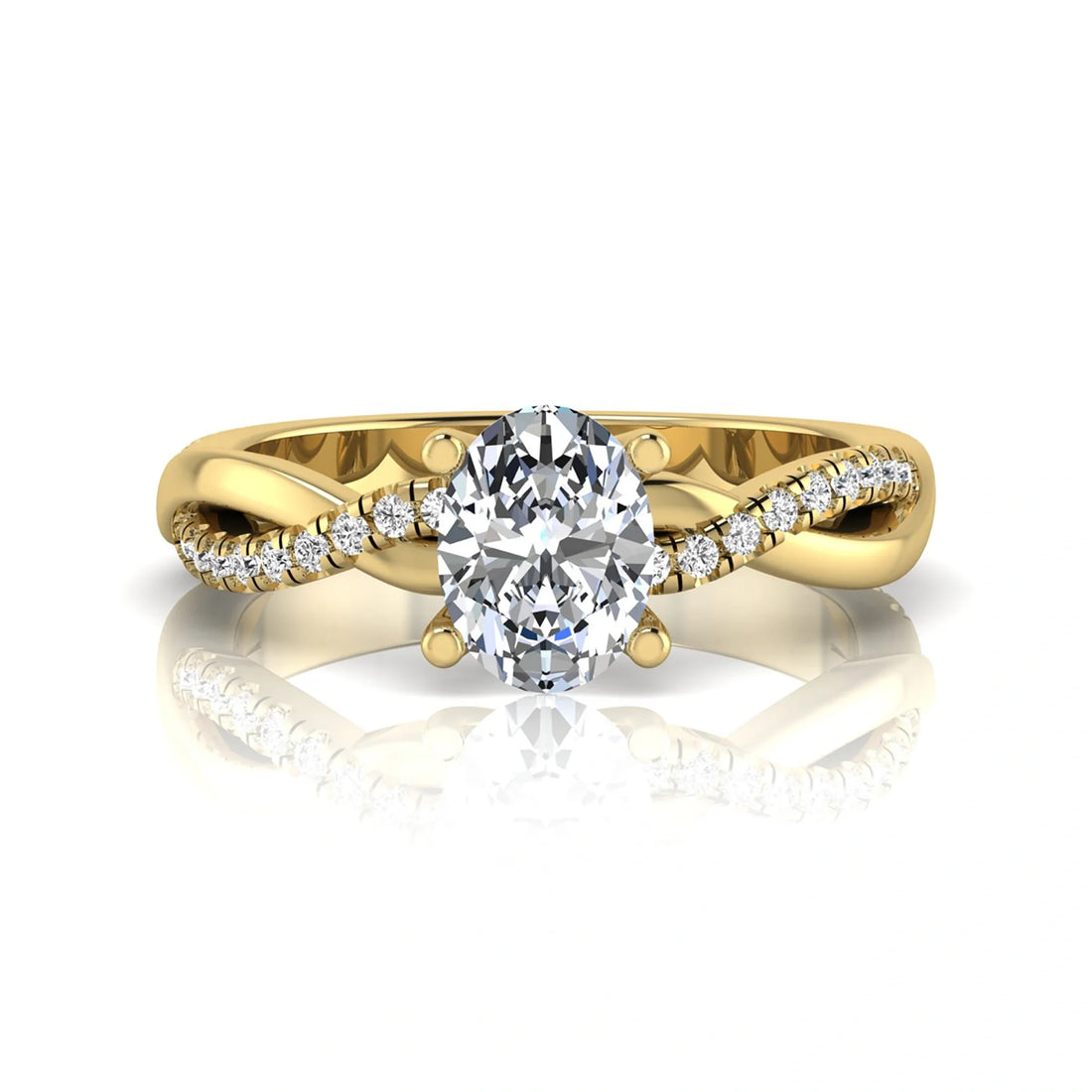 OctaPearl 1 ct Oval Twisted Accent Lab Grown Diamond Engagement Ring