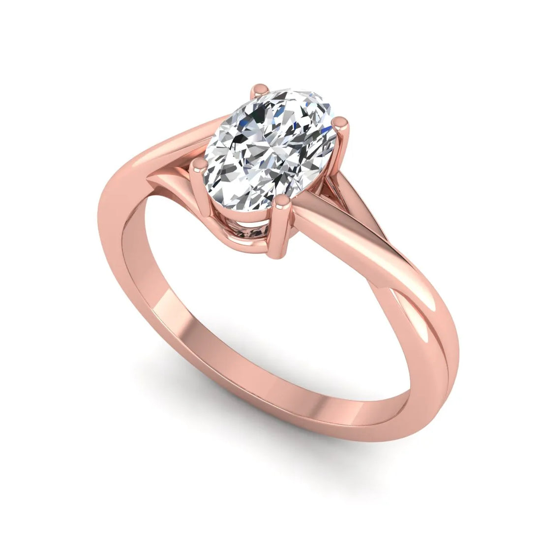 OctaPearl 1.5 ct Oval Twisted Shank Solitaire Lab Grown Diamond Engagement Ring