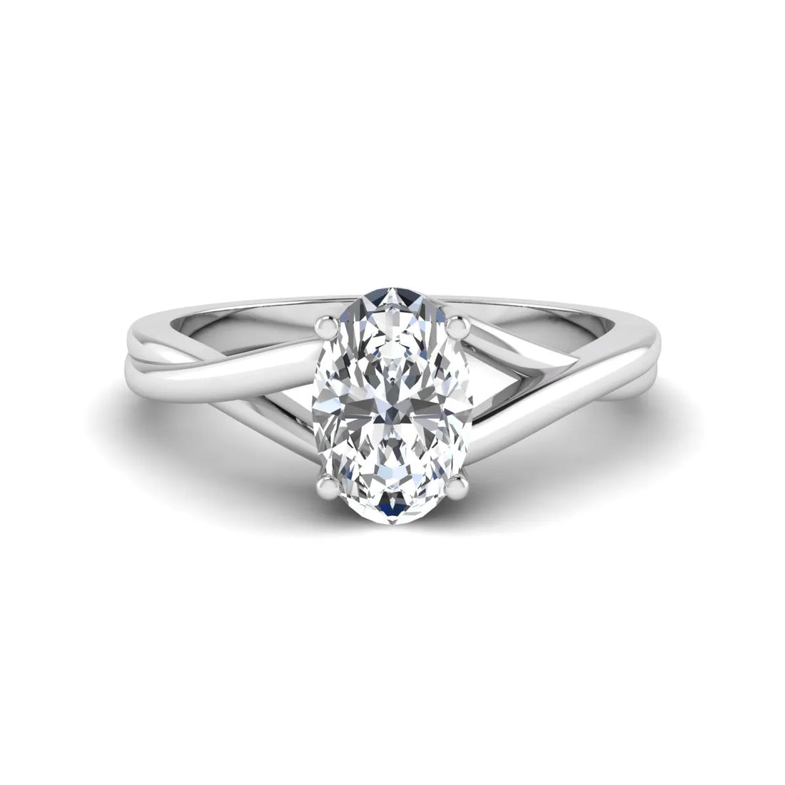 OctaPearl 1.5 ct Oval Twisted Shank Solitaire Lab Grown Diamond Engagement Ring