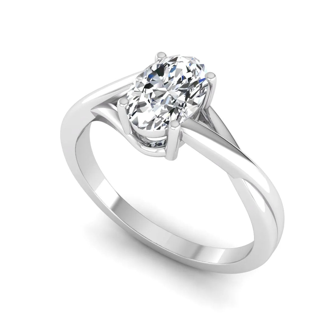 OctaPearl 1.5 ct Oval Twisted Shank Solitaire Lab Grown Diamond Engagement Ring