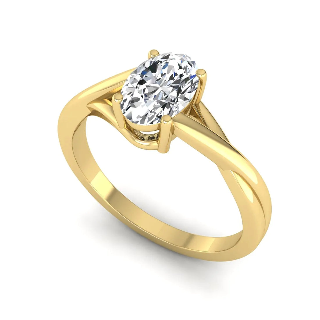 OctaPearl 1.5 ct Oval Twisted Shank Solitaire Lab Grown Diamond Engagement Ring