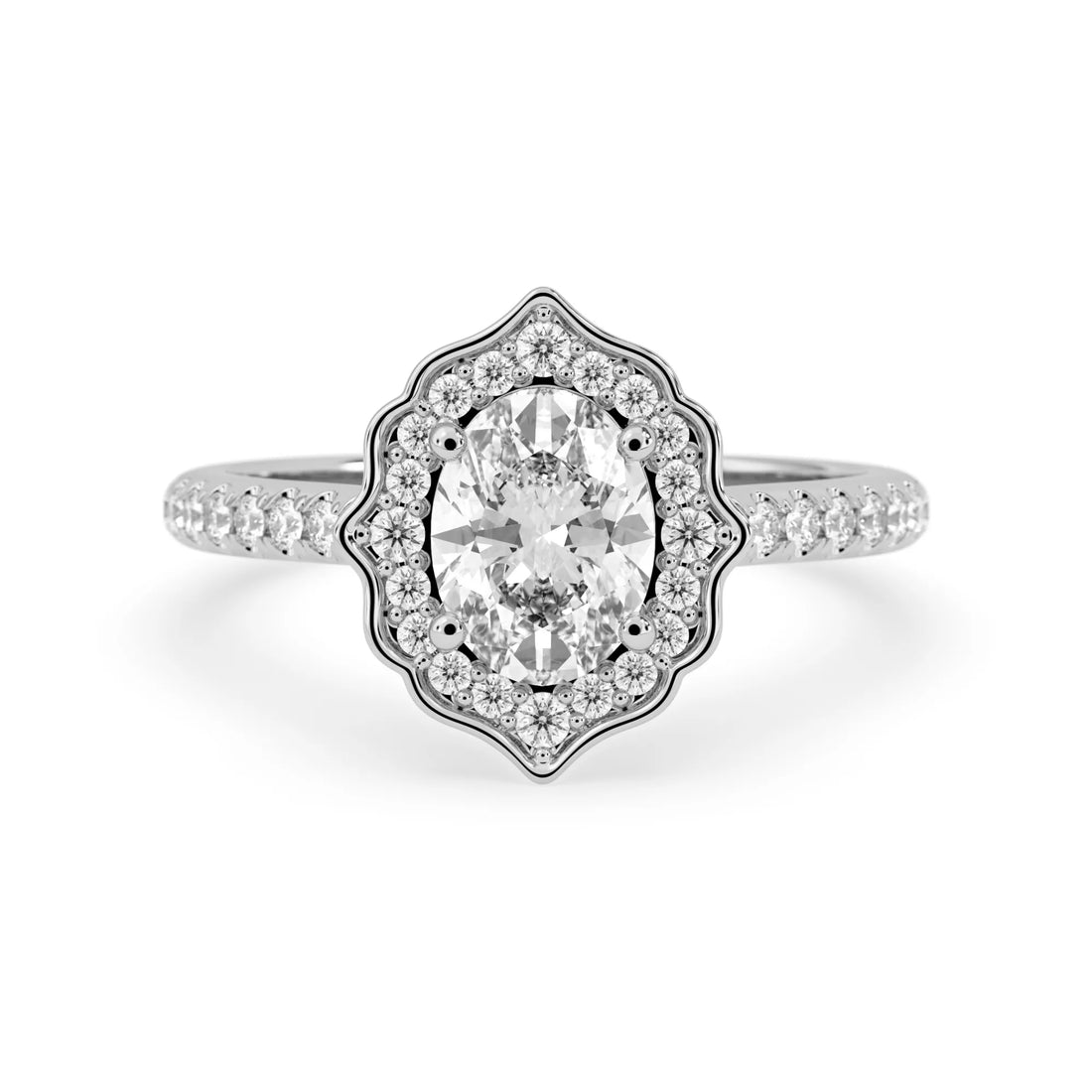 OctaPearl 1 ct Oval Vintage Halo Lab Grown Diamond Pavé Engagement Ring