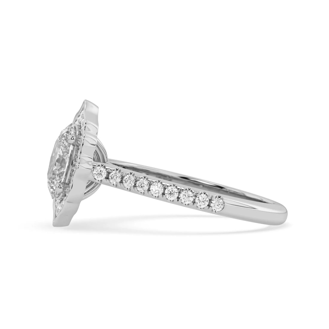 OctaPearl 1 ct Oval Vintage Halo Lab Grown Diamond Pavé Engagement Ring