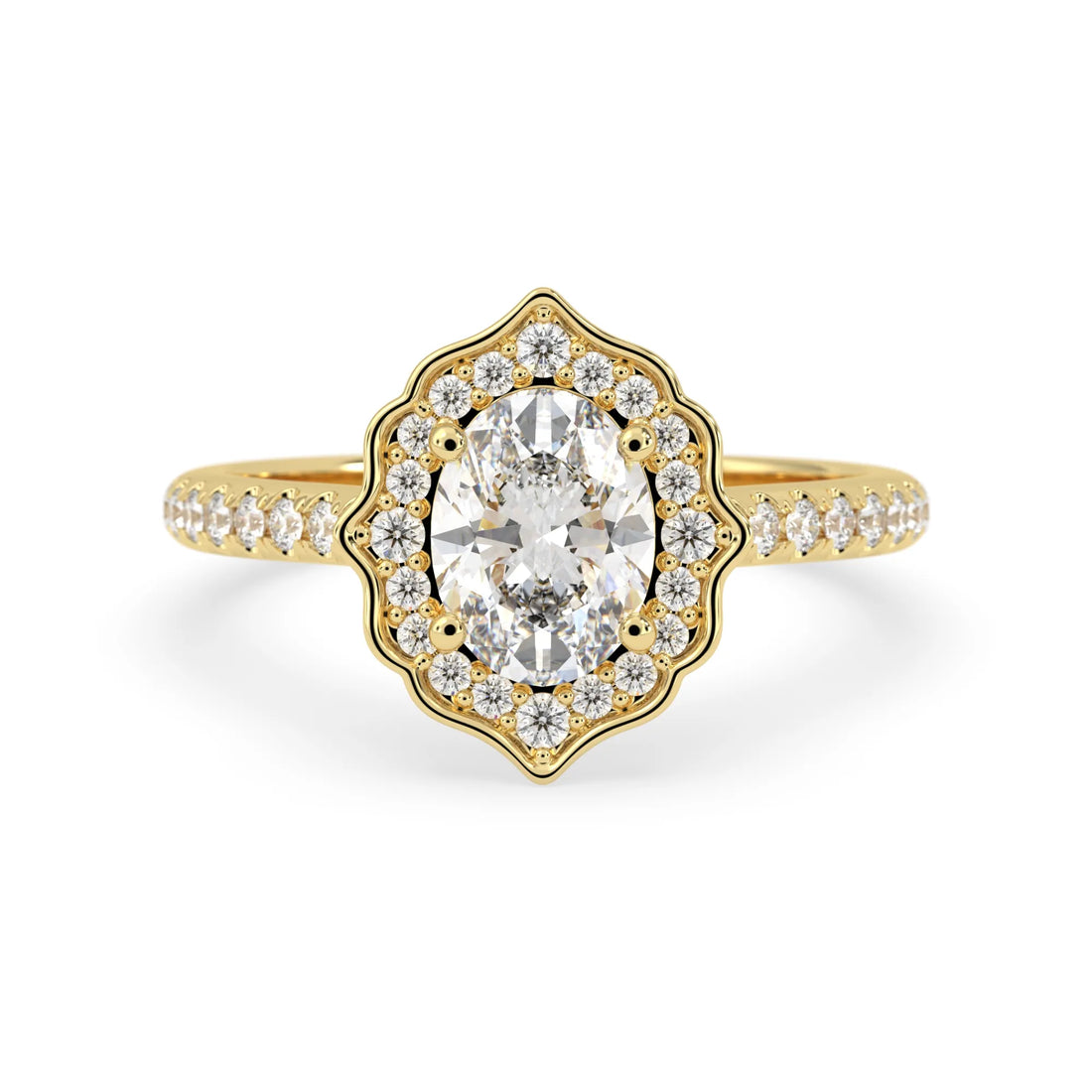 OctaPearl 1 ct Oval Vintage Halo Lab Grown Diamond Pavé Engagement Ring