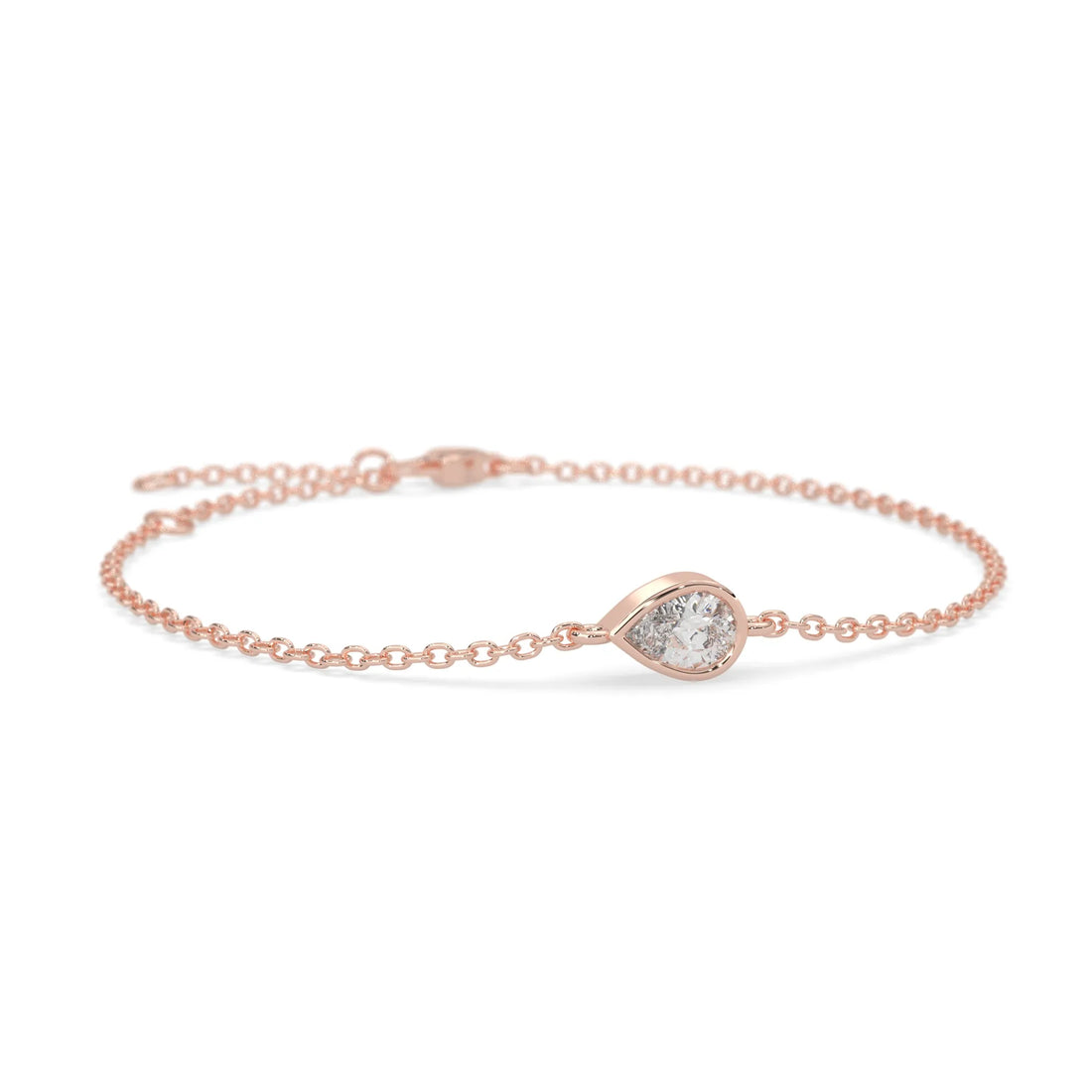 OctaPearl Pear Bezel Set Lab Grown Diamond Solitaire Bracelet