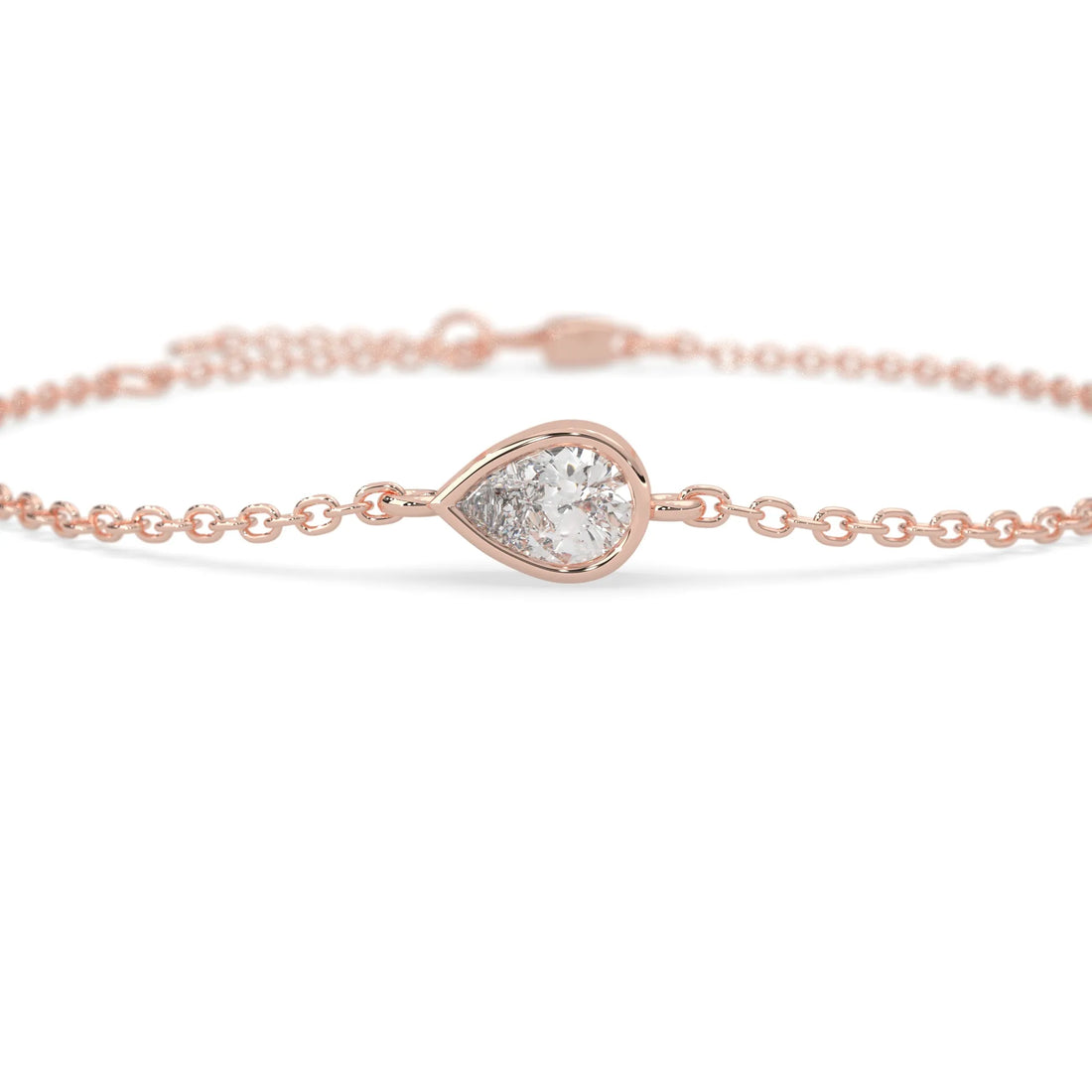 OctaPearl Pear Bezel Set Lab Grown Diamond Solitaire Bracelet